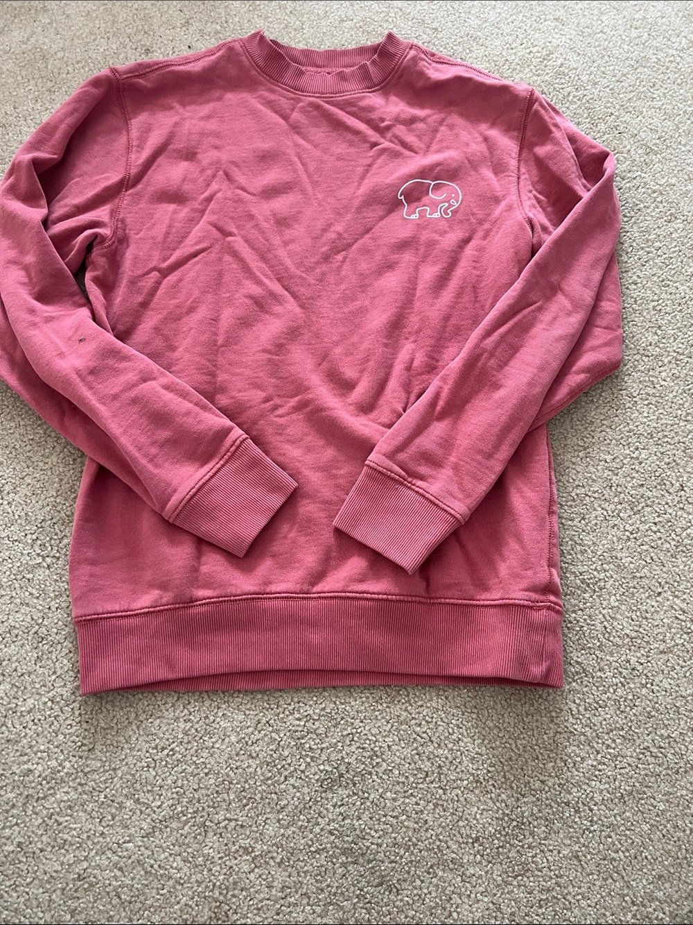 ivory ella rose pink crewneck with white elephant